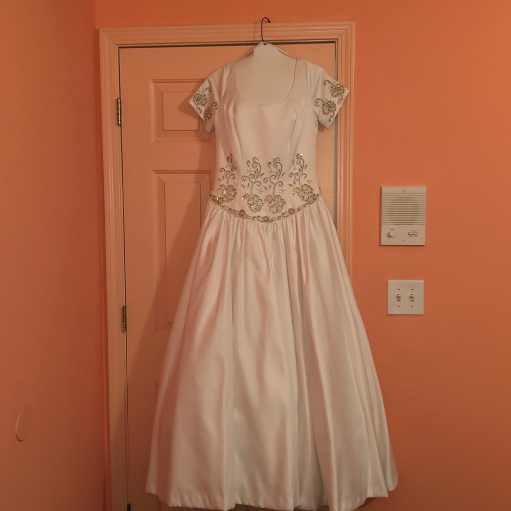 Beaded Satin-Look Wedding/Cotillion Gown